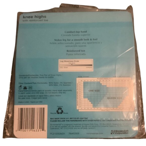 Vtg No Nonsense Essential Basics Knee Highs Reinforced Toe Suntan Q Lot of 2 NEW - Picture 3 of 6